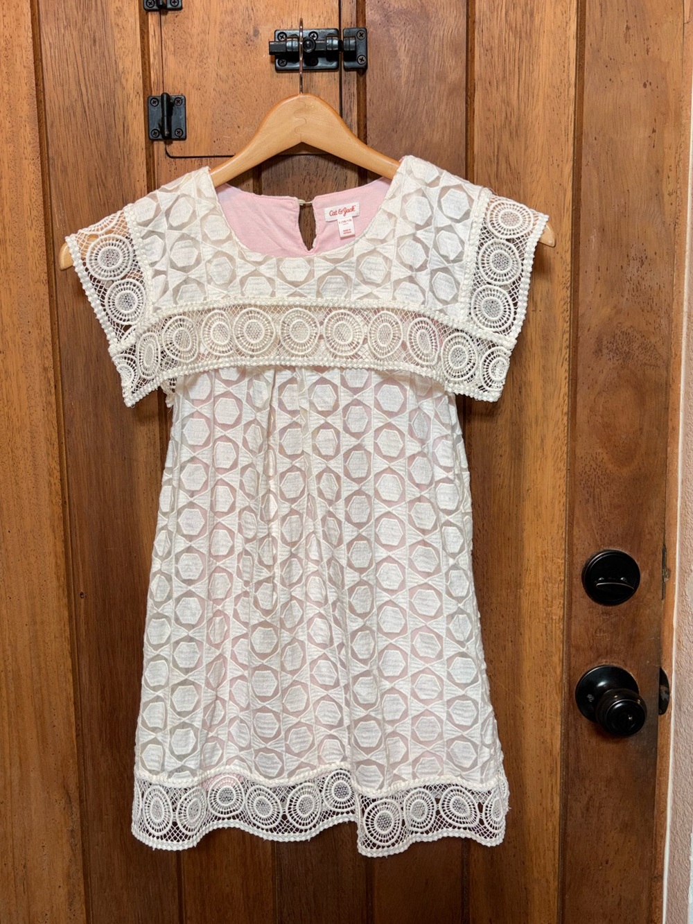 Cream Lace Dress with Pink Lining